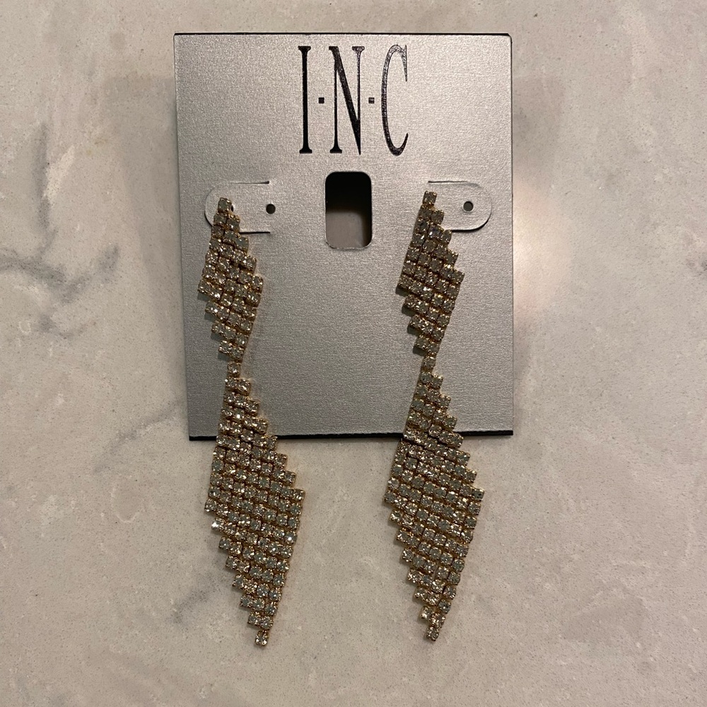 INC studded gold drop earrings